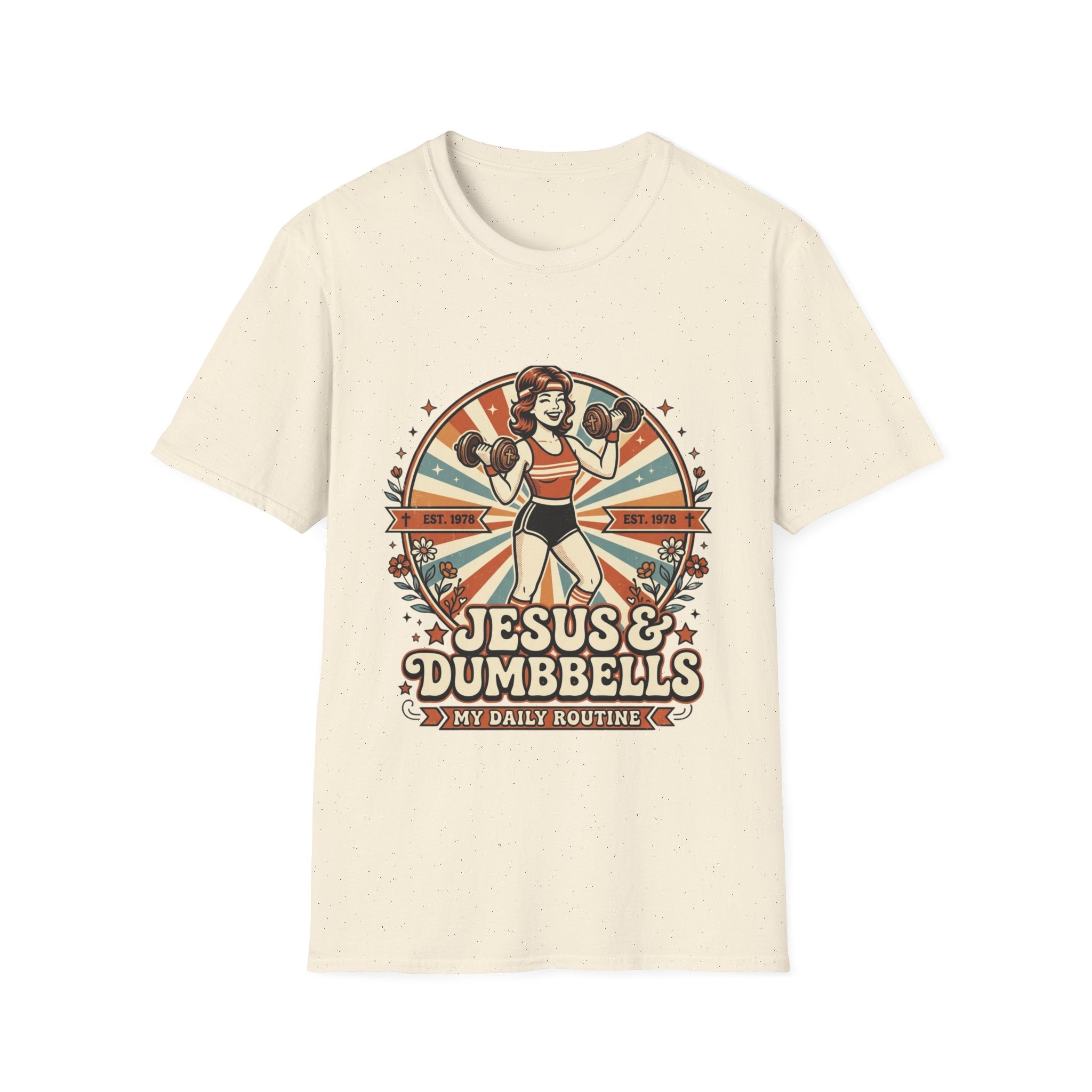 Jesus & Dumbbells Retro Style T-Shirt