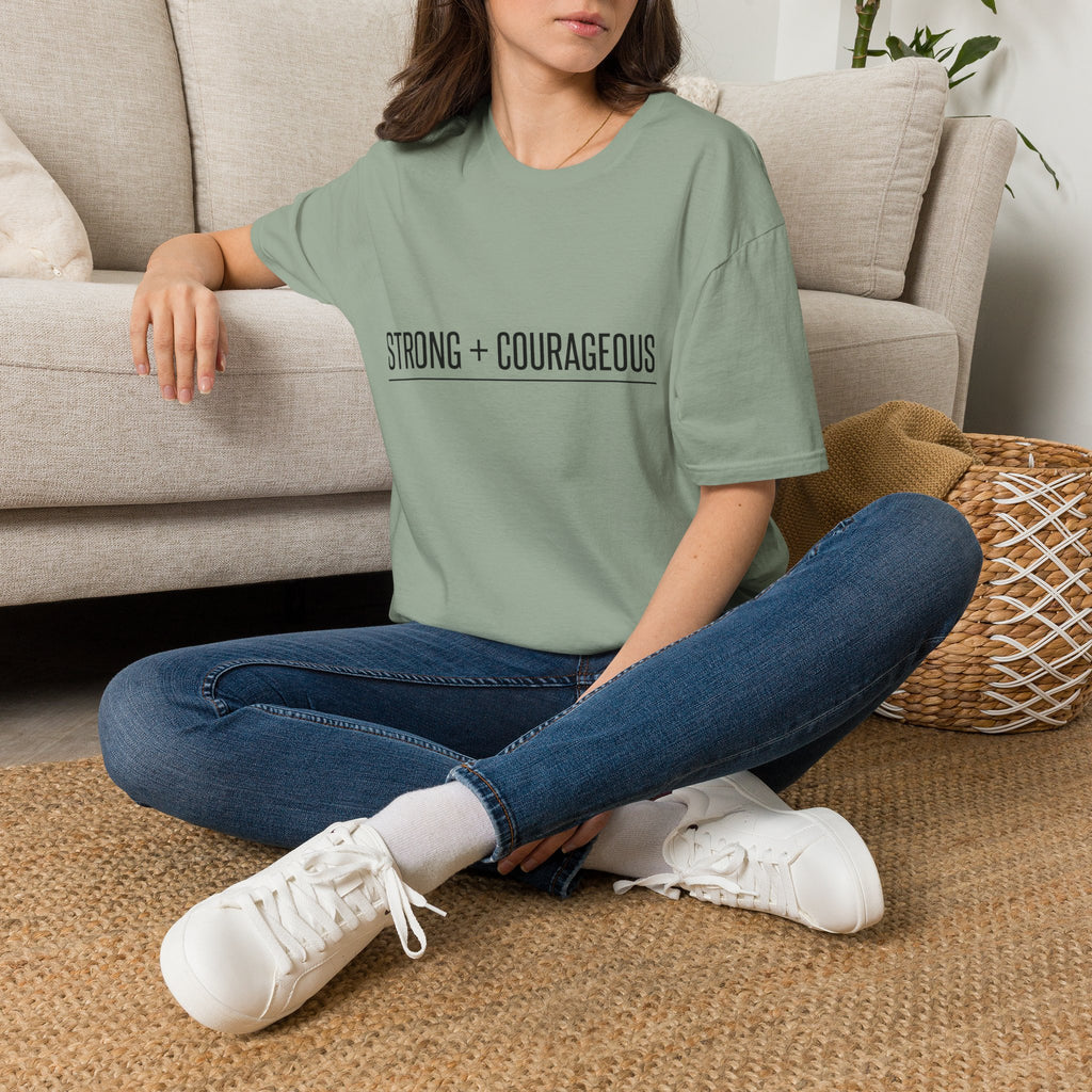 Strong + Courageous Text T-Shirt