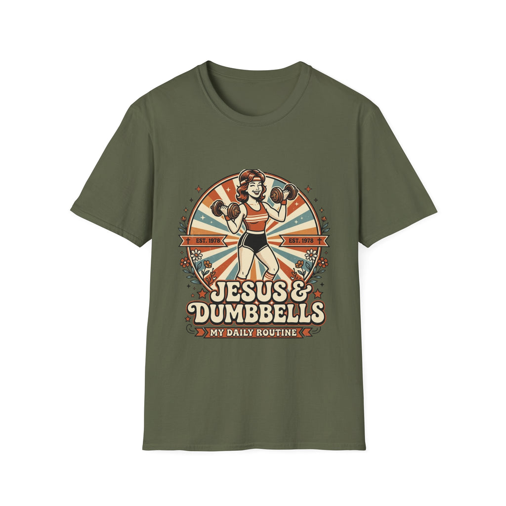 Jesus & Dumbbells Retro Style T-Shirt