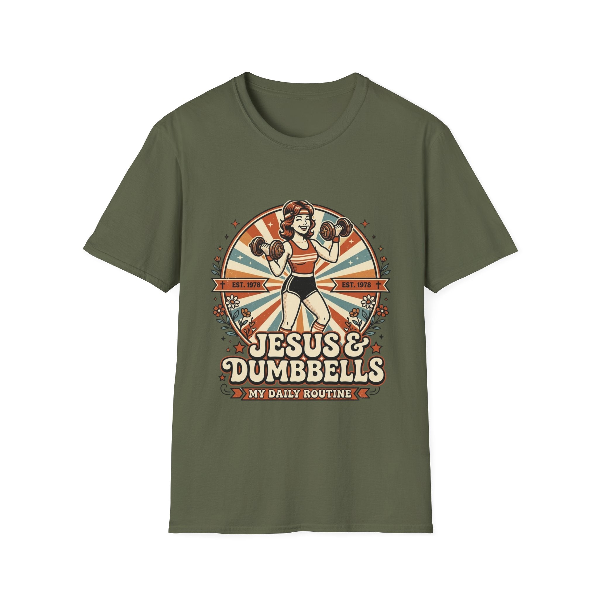 Jesus & Dumbbells Retro Style T-Shirt