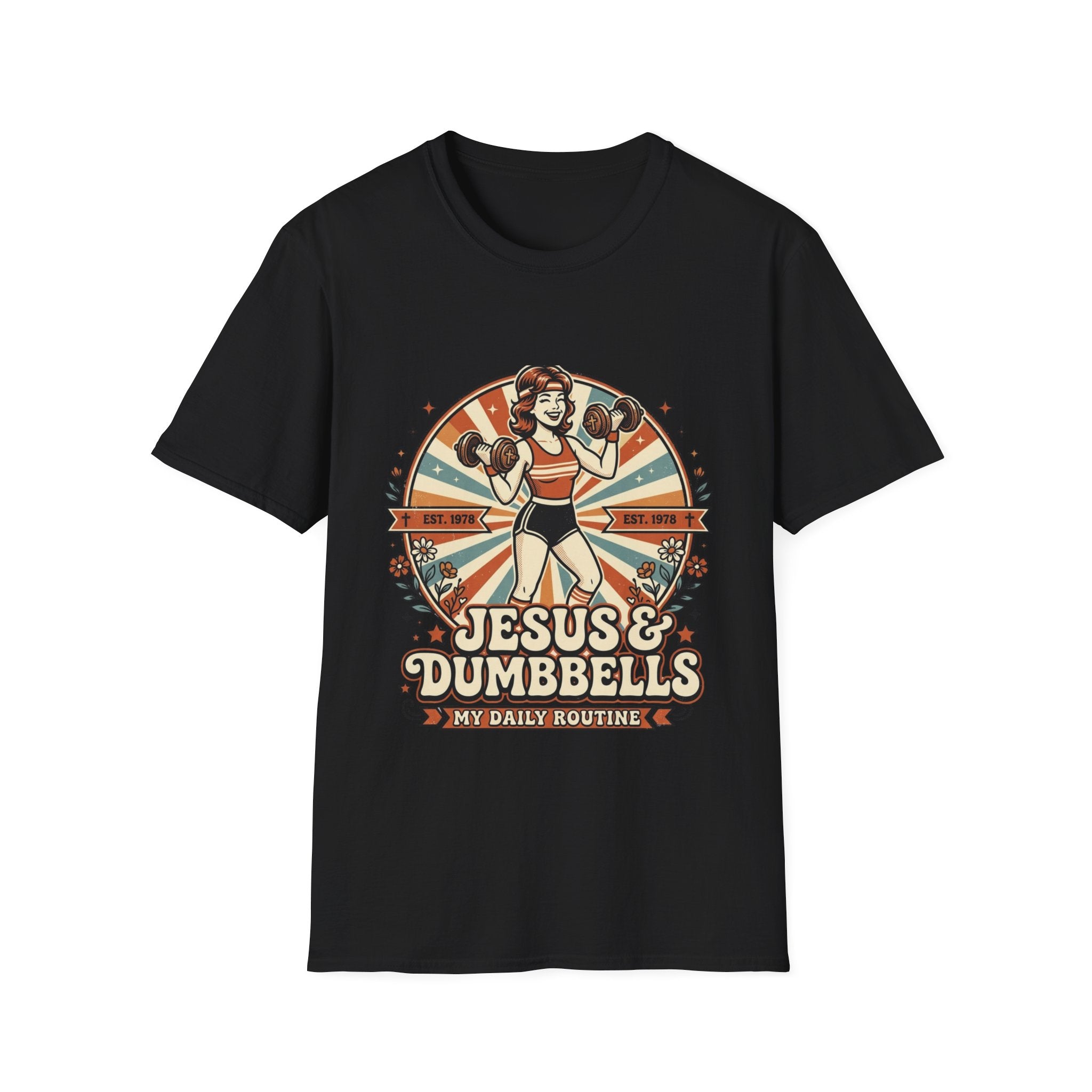 Jesus & Dumbbells Retro Style T-Shirt