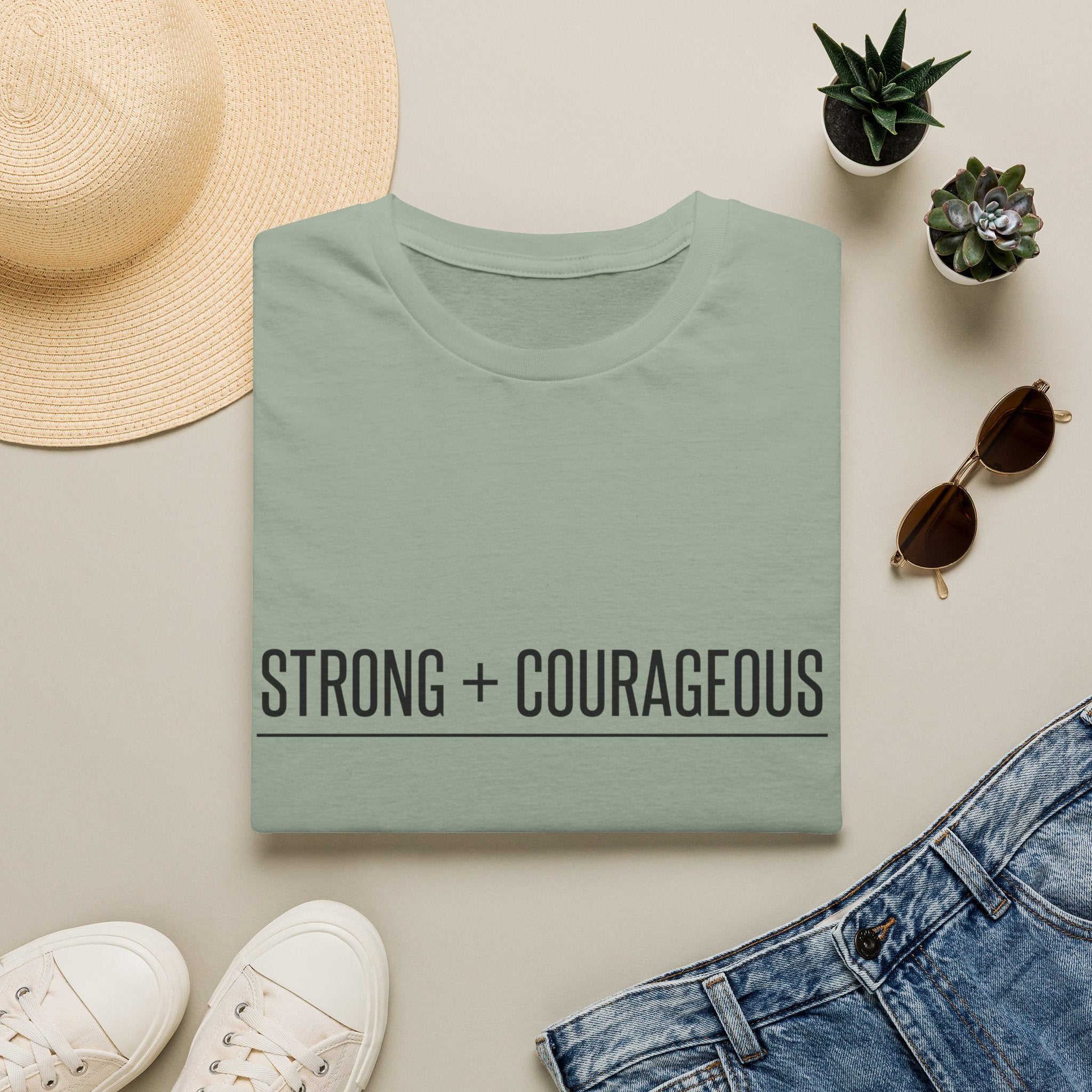 Strong + Courageous Text T-Shirt
