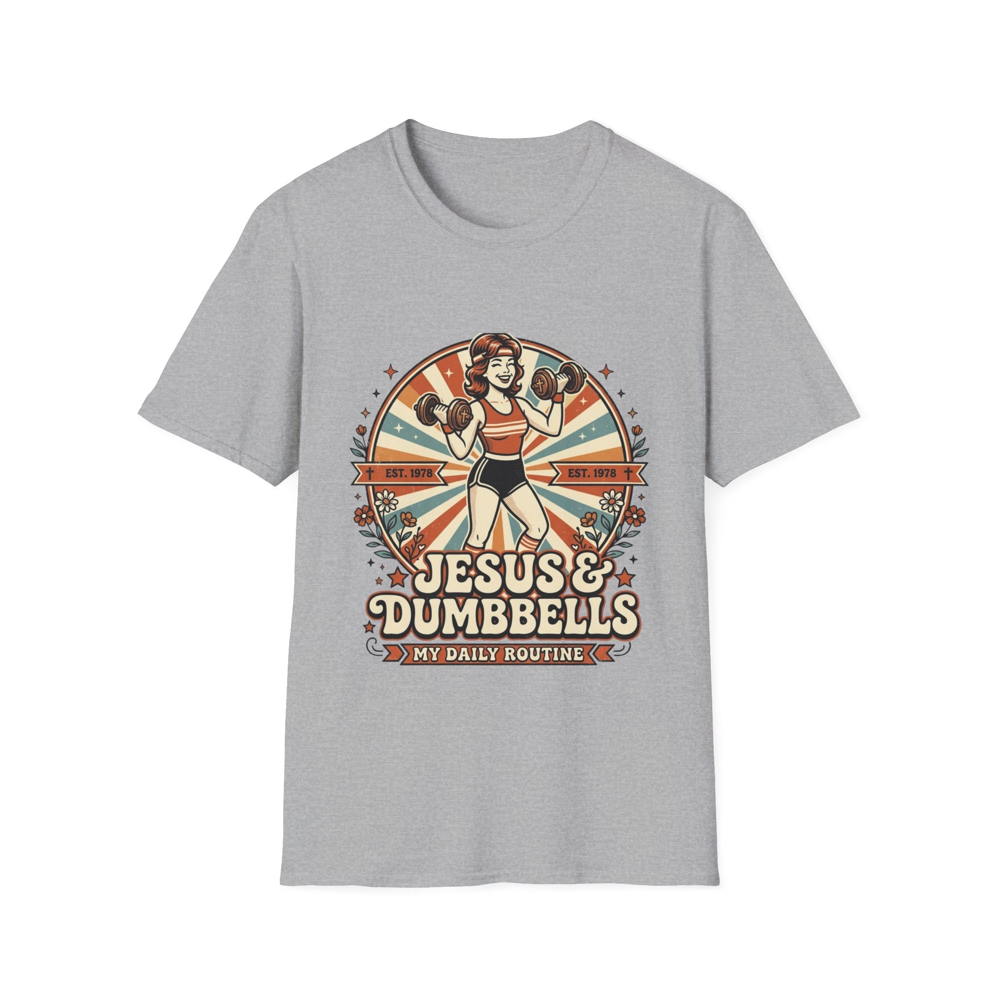 Jesus & Dumbbells Retro Style T-Shirt