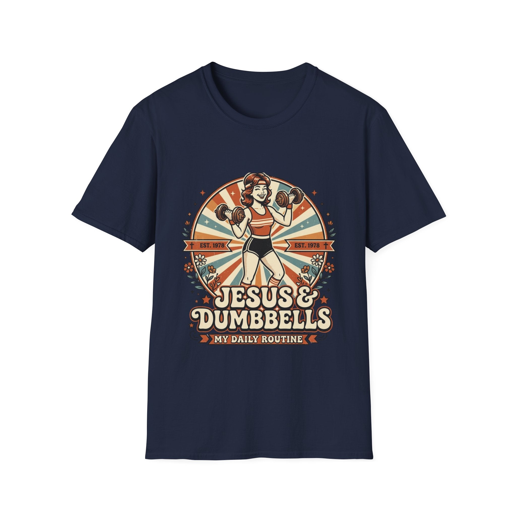 Jesus & Dumbbells Retro Style T-Shirt