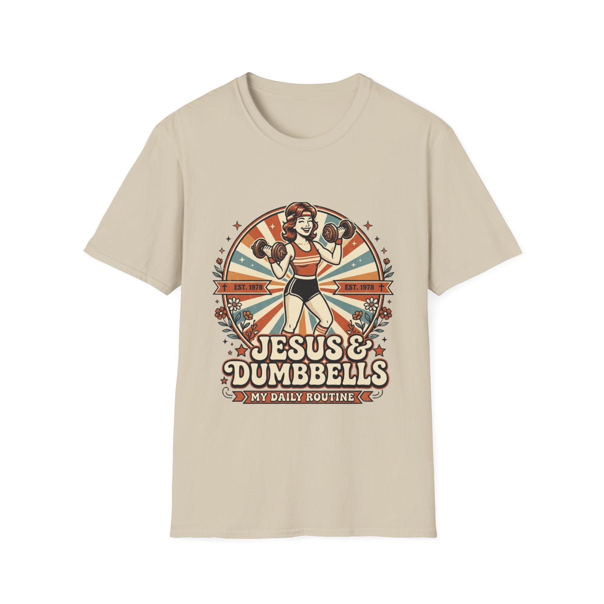 Jesus & Dumbbells Retro Style T-Shirt