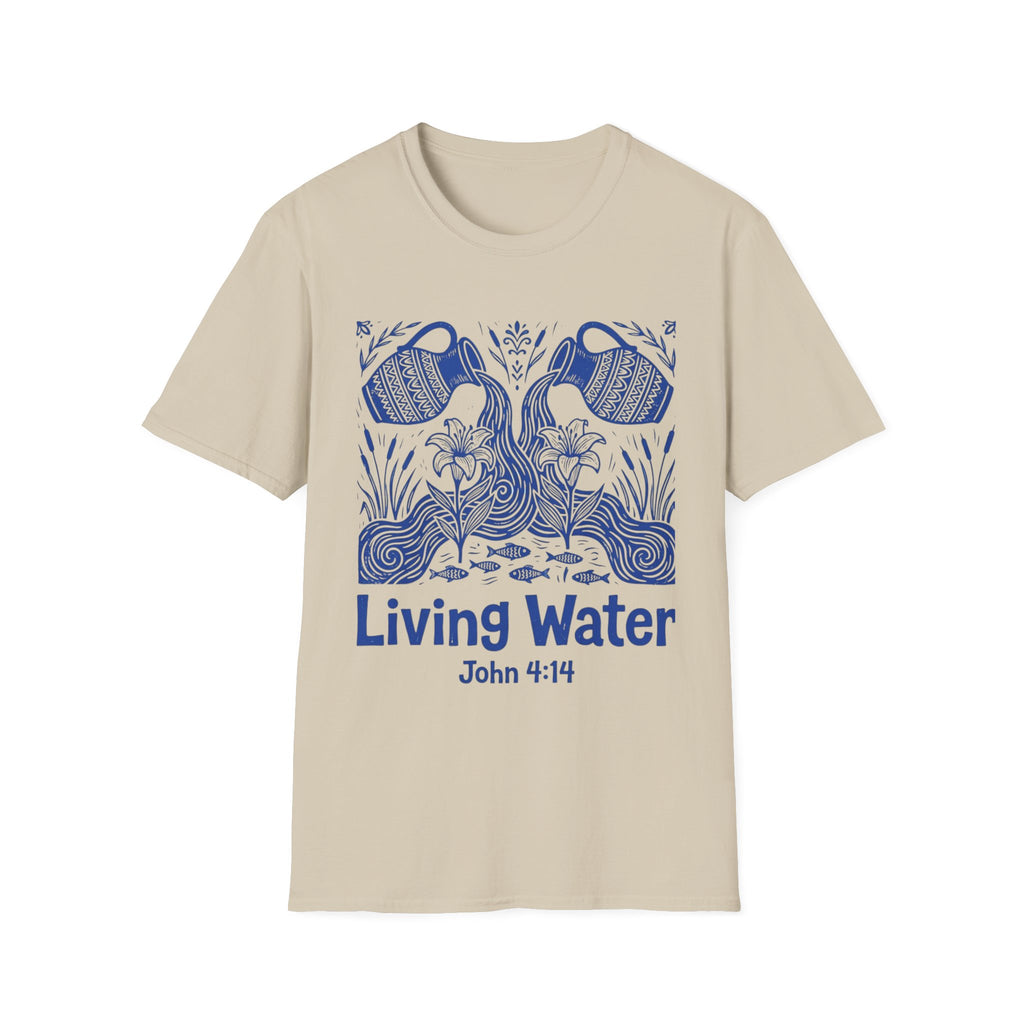 Living Water Linocut Style T-Shirt