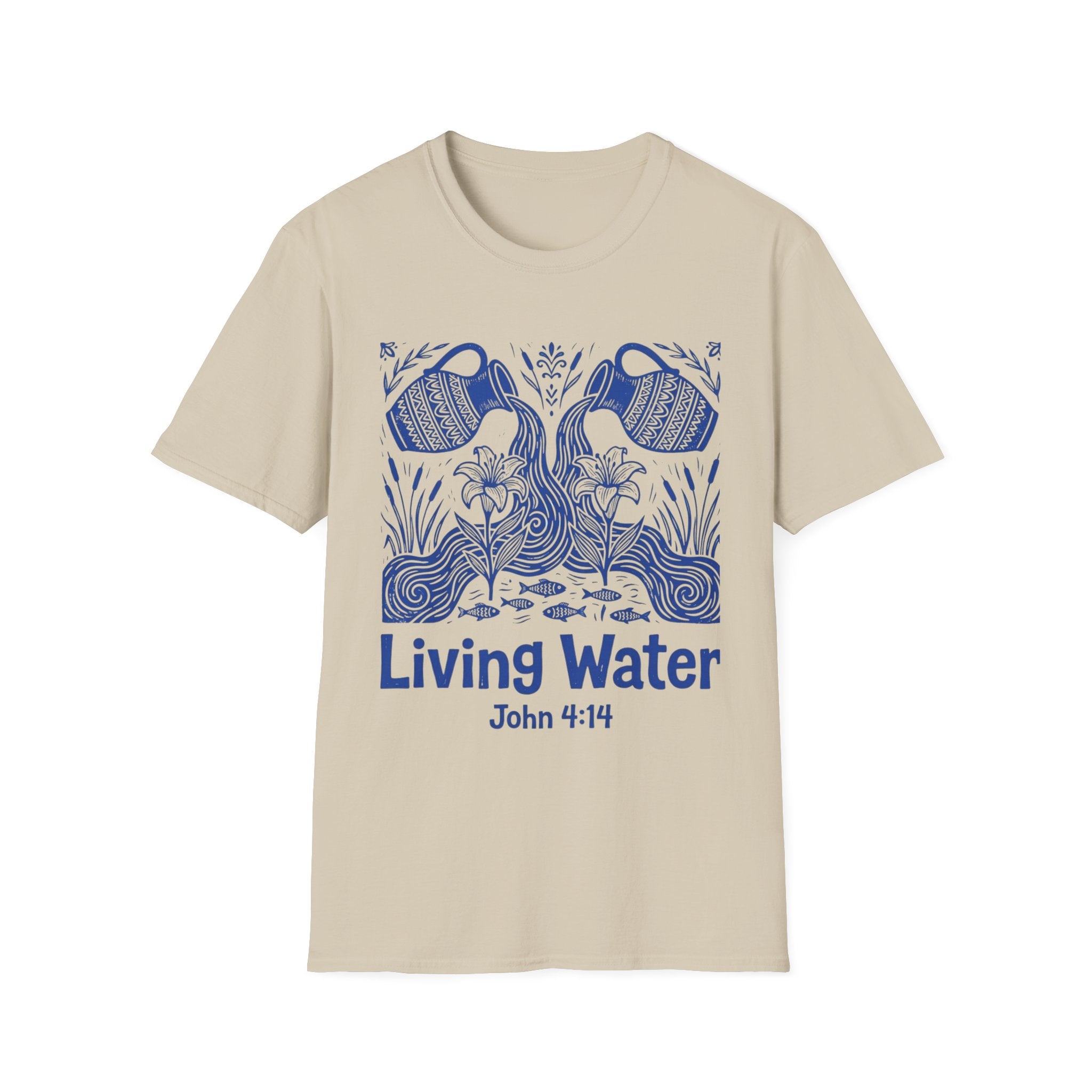 Living Water Linocut Style T-Shirt